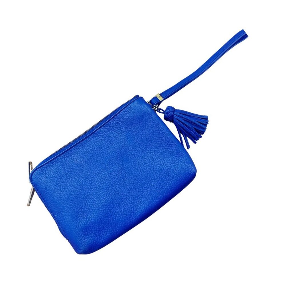 Talbots Blue Leather Wristlet Clutch